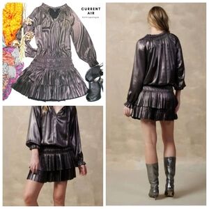 New Current Air Anthropologie Dark Metallic Dress Sz S